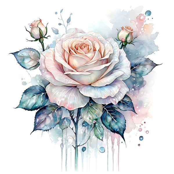 Iridescent Rose Clipart: Pastel Watercolor Floral PNG JPG (10 Files) — image 8