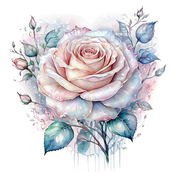 Iridescent Rose Clipart: Pastel Watercolor Floral PNG JPG (10 Files) — image 10