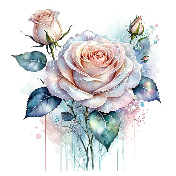 Iridescent Rose Clipart: Pastel Watercolor Floral PNG JPG (10 Files) — image 11