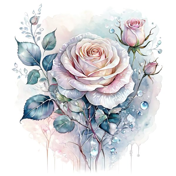 Iridescent Rose Clipart: Pastel Watercolor Floral PNG JPG (10 Files) — image 12