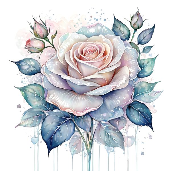 Iridescent Rose Clipart: Pastel Watercolor Floral PNG JPG (10 Files) — image 13