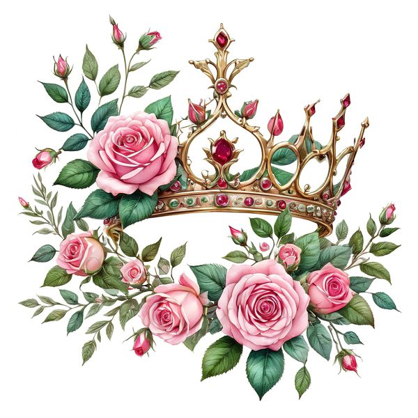 Watercolor Crown Clipart: Pink Roses & Decorative Crown Jewels (10 PNGs,  Digital Download, Commercial Use) — image 7