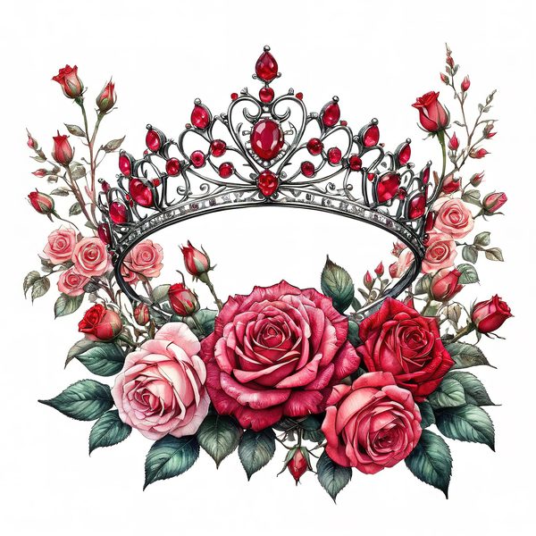 Watercolor Crown Clipart: Pink Roses & Decorative Crown Jewels (10 PNGs,  Digital Download, Commercial Use) — image 10