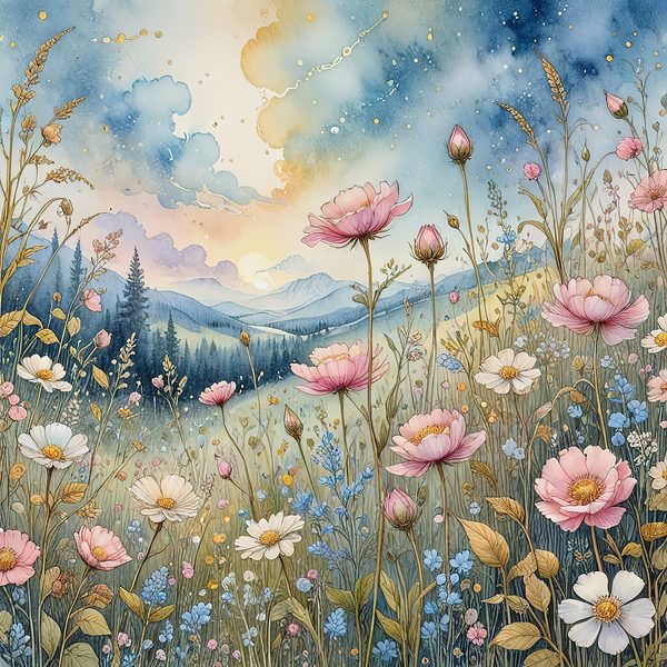 Watercolor Wildflower Digital Paper: Soft Pastel Garden (10 JPGs) — image 1