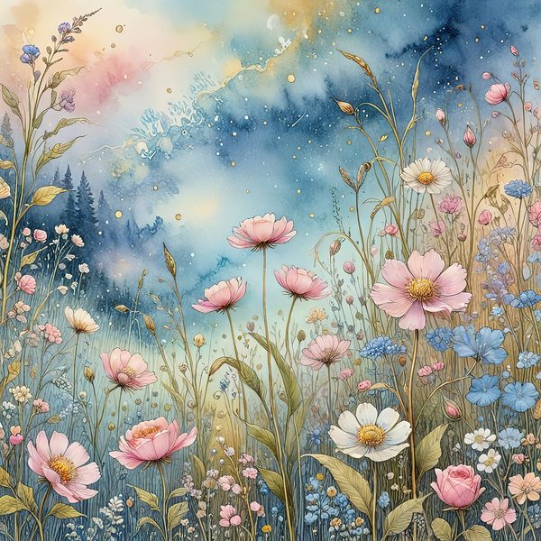 Watercolor Wildflower Digital Paper: Soft Pastel Garden (10 JPGs) — image 2
