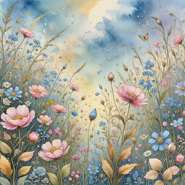 Watercolor Wildflower Digital Paper: Soft Pastel Garden (10 JPGs) — image 5