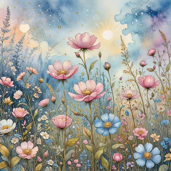 Watercolor Wildflower Digital Paper: Soft Pastel Garden (10 JPGs) — image 12
