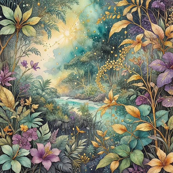 Tropical Starry Night Digital Paper: Gold Paradise Scrapbook Set (10 JPGs) — image 8