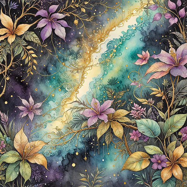 Tropical Starry Night Digital Paper: Gold Paradise Scrapbook Set (10 JPGs) — image 11