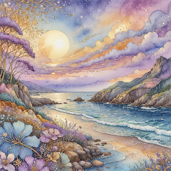 Watercolor Coastal Sunset Digital Paper: Soft Blues & Purples (10 JPGs) — image 6