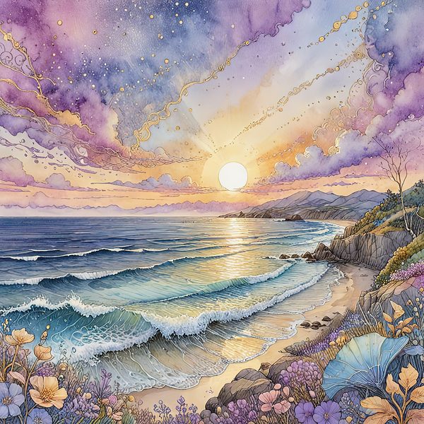 Watercolor Coastal Sunset Digital Paper: Soft Blues & Purples (10 JPGs) — image 7