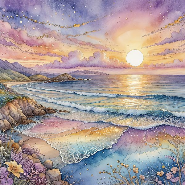 Watercolor Coastal Sunset Digital Paper: Soft Blues & Purples (10 JPGs) — image 8