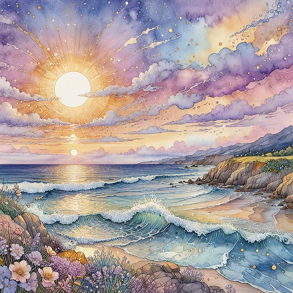 Watercolor Coastal Sunset Digital Paper: Soft Blues & Purples (10 JPGs) — image 9