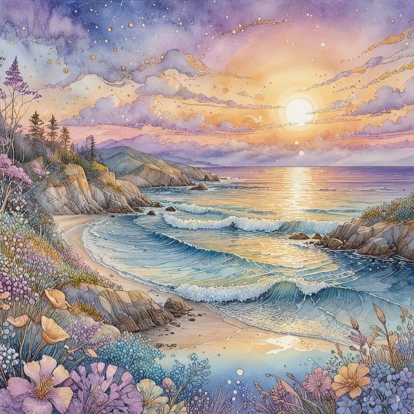 Watercolor Coastal Sunset Digital Paper: Soft Blues & Purples (10 JPGs) — image 10