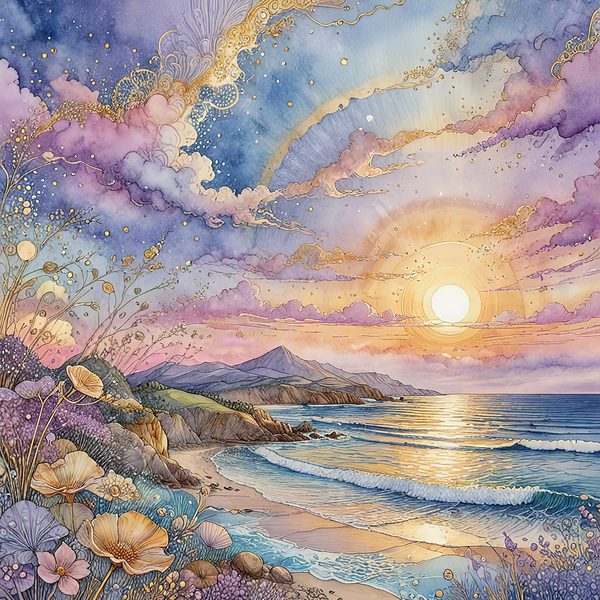 Watercolor Coastal Sunset Digital Paper: Soft Blues & Purples (10 JPGs) — image 11