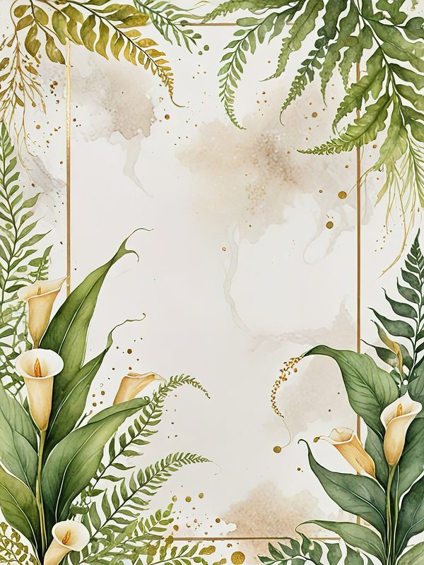 Watercolor Calla Lilies and Ferns : Printable Backgrounds for Stationery (JPGs) — image 5