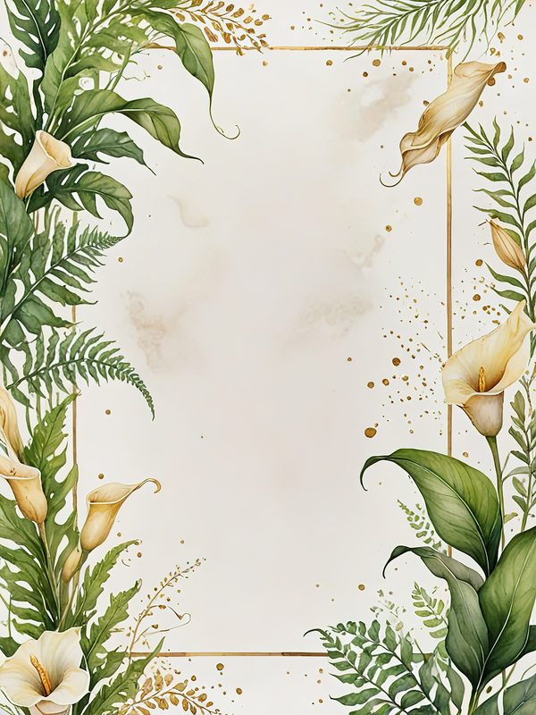 Watercolor Calla Lilies and Ferns : Printable Backgrounds for Stationery (JPGs) — image 9