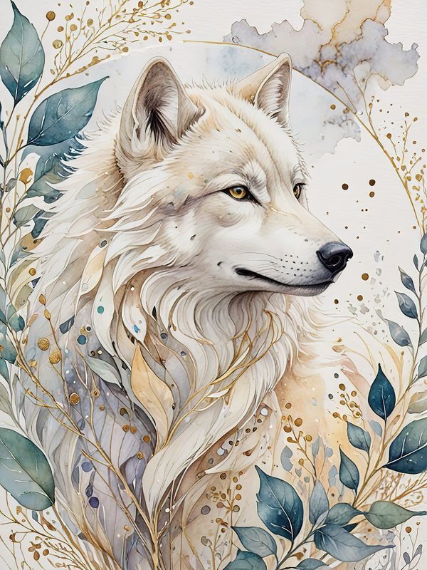 Watercolor Wolf Digital Paper: Blue Gray Illustration, Junk Journal (10 JPGs) — image 2