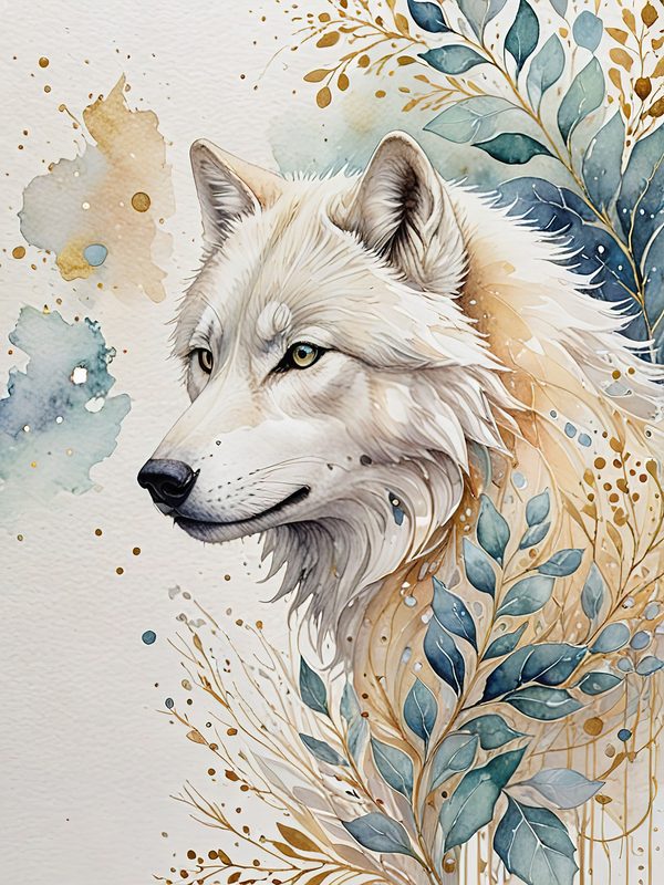 Watercolor Wolf Digital Paper: Blue Gray Illustration, Junk Journal (10 JPGs) — image 3