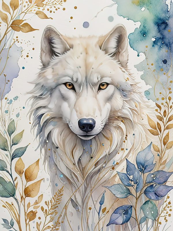 Watercolor Wolf Digital Paper: Blue Gray Illustration, Junk Journal (10 JPGs) — image 5