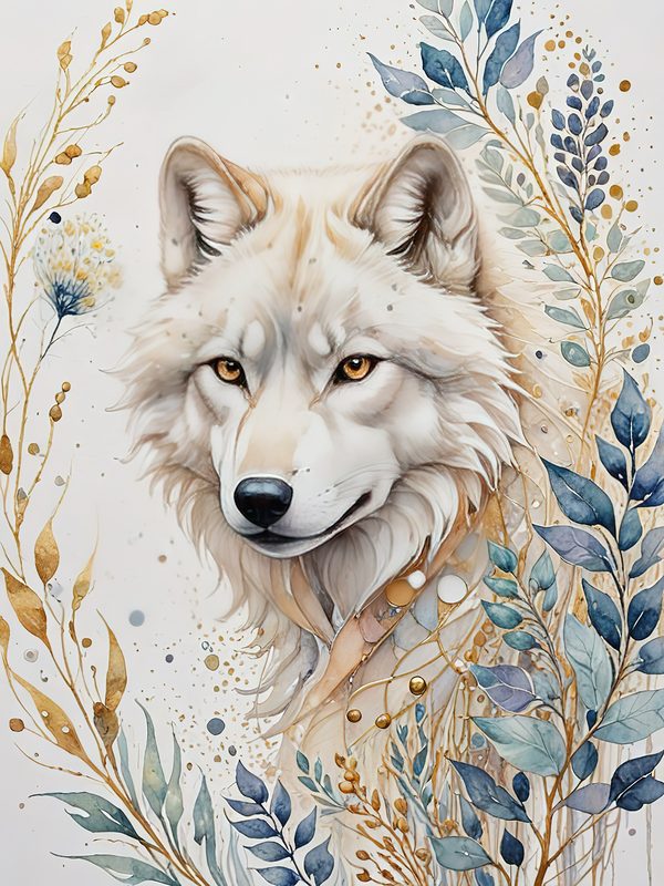 Watercolor Wolf Digital Paper: Blue Gray Illustration, Junk Journal (10 JPGs) — image 6