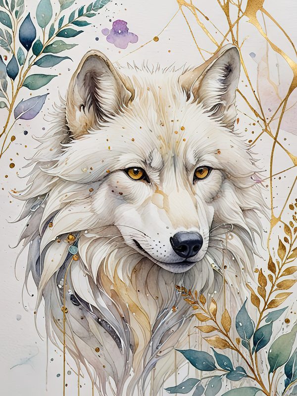 Watercolor Wolf Digital Paper: Blue Gray Illustration, Junk Journal (10 JPGs) — image 7