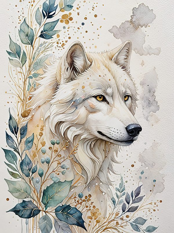 Watercolor Wolf Digital Paper: Blue Gray Illustration, Junk Journal (10 JPGs) — image 8