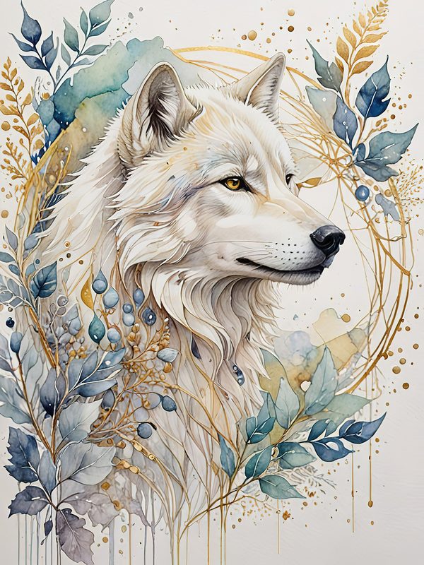 Watercolor Wolf Digital Paper: Blue Gray Illustration, Junk Journal (10 JPGs) — image 10