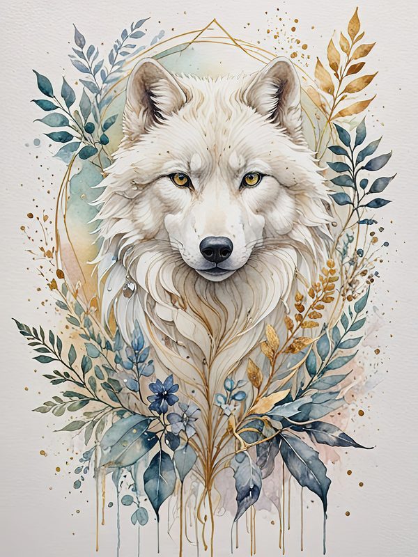Watercolor Wolf Digital Paper: Blue Gray Illustration, Junk Journal (10 JPGs) — image 11