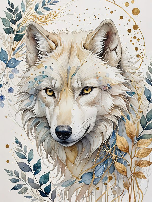 Watercolor Wolf Digital Paper: Blue Gray Illustration, Junk Journal (10 JPGs) — image 12