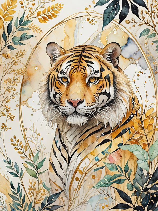 Watercolor Tiger Art: Botanical Illustration Set (Digital Download) — image 2