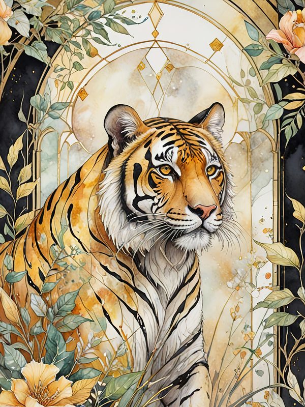 Watercolor Tiger Art: Botanical Illustration Set (Digital Download) — image 3