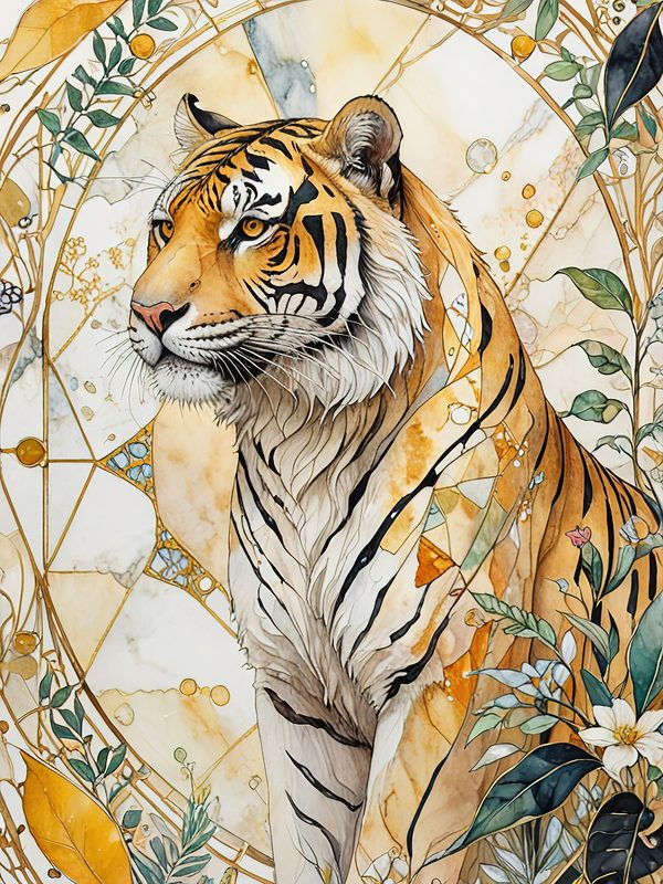 Watercolor Tiger Art: Botanical Illustration Set (Digital Download) — image 4