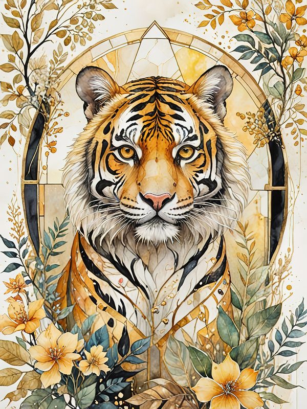 Watercolor Tiger Art: Botanical Illustration Set (Digital Download) — image 5