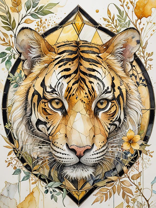 Watercolor Tiger Art: Botanical Illustration Set (Digital Download) — image 6