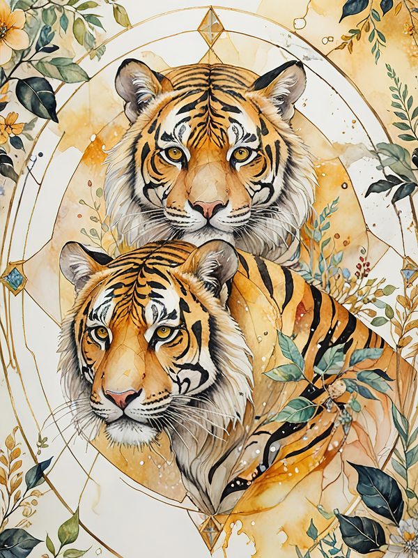 Watercolor Tiger Art: Botanical Illustration Set (Digital Download) — image 7