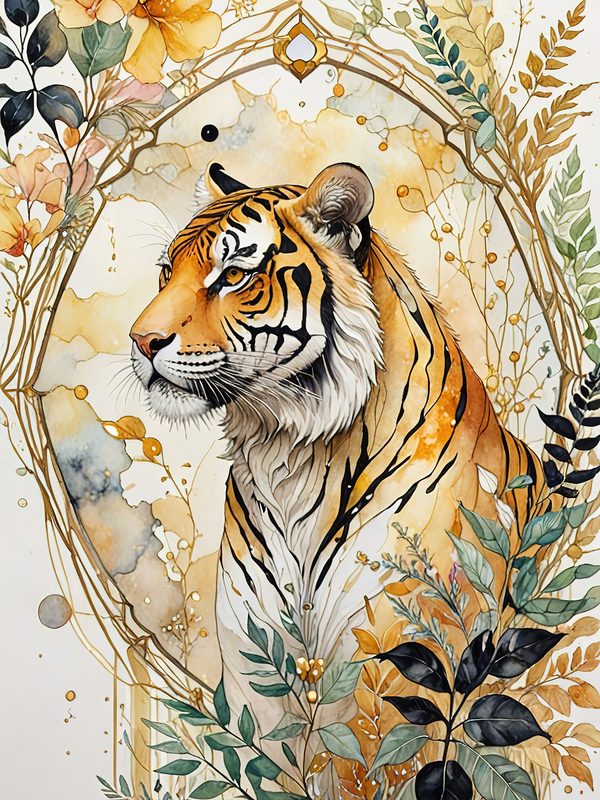 Watercolor Tiger Art: Botanical Illustration Set (Digital Download) — image 9