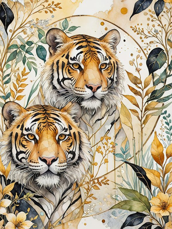 Watercolor Tiger Art: Botanical Illustration Set (Digital Download) — image 10