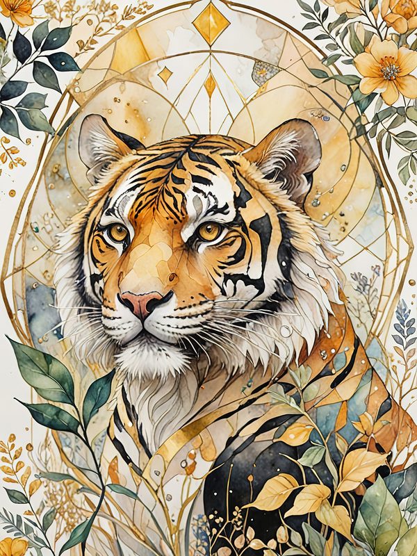 Watercolor Tiger Art: Botanical Illustration Set (Digital Download) — image 11