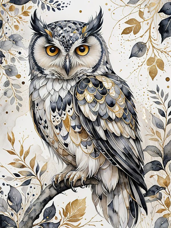 Watercolor Owl Digital Paper Set: Botanical Scrapbooking, Card Making (JPG Digital Download) — image 6