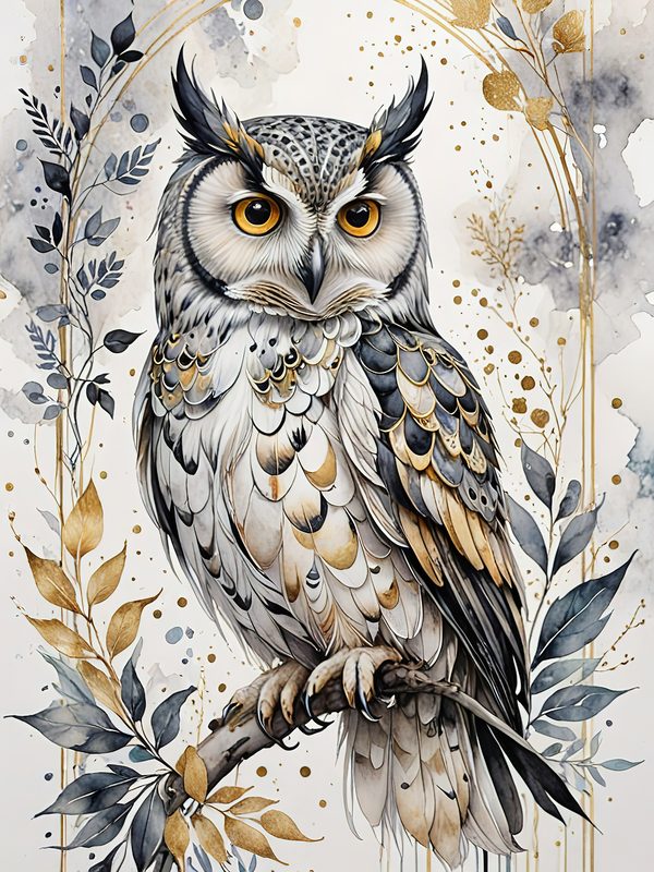 Watercolor Owl Digital Paper Set: Botanical Scrapbooking, Card Making (JPG Digital Download) — image 7