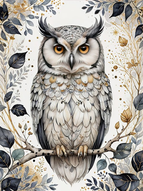 Watercolor Owl Digital Paper Set: Botanical Scrapbooking, Card Making (JPG Digital Download) — image 8