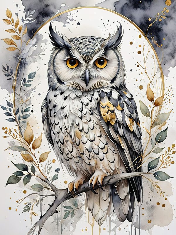 Watercolor Owl Digital Paper Set: Botanical Scrapbooking, Card Making (JPG Digital Download) — image 9
