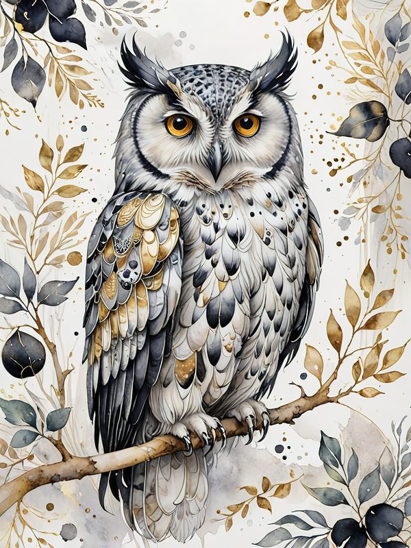 Watercolor Owl Digital Paper Set: Botanical Scrapbooking, Card Making (JPG Digital Download) — image 11
