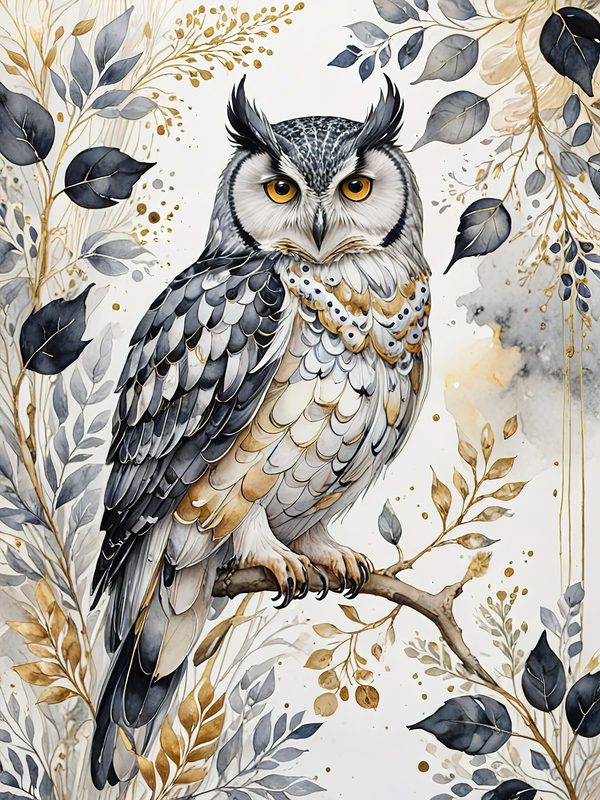 Watercolor Owl Digital Paper Set: Botanical Scrapbooking, Card Making (JPG Digital Download) — image 12