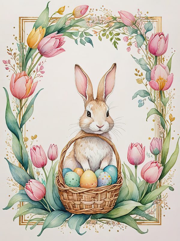Watercolor Bunny Floral Paper Set: Spring Scrapbooking JPGs (Digital Download) — image 7