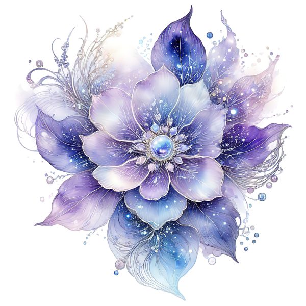 Watercolor Lotus Clipart: Iridescent Floral Set (JPG & PNG, Commercial Use) — image 2