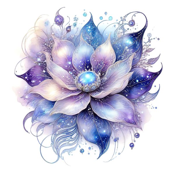 Watercolor Lotus Clipart: Iridescent Floral Set (JPG & PNG, Commercial Use) — image 3