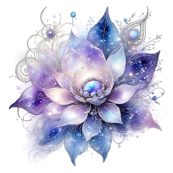 Watercolor Lotus Clipart: Iridescent Floral Set (JPG & PNG, Commercial Use) — image 4