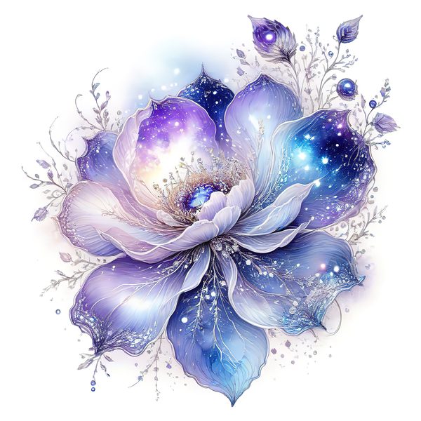 Watercolor Lotus Clipart: Iridescent Floral Set (JPG & PNG, Commercial Use) — image 6
